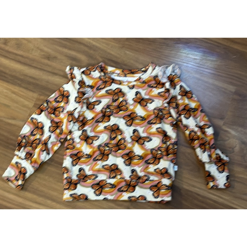 Posh Peanut Toddler Girls 2T Butterfly LS Shirt Bamboo EUC